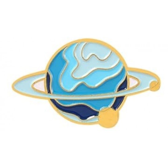  Blue Ringed Planet Enamel Pin Style 3