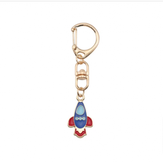 Enamel Keychain - Blue rocket